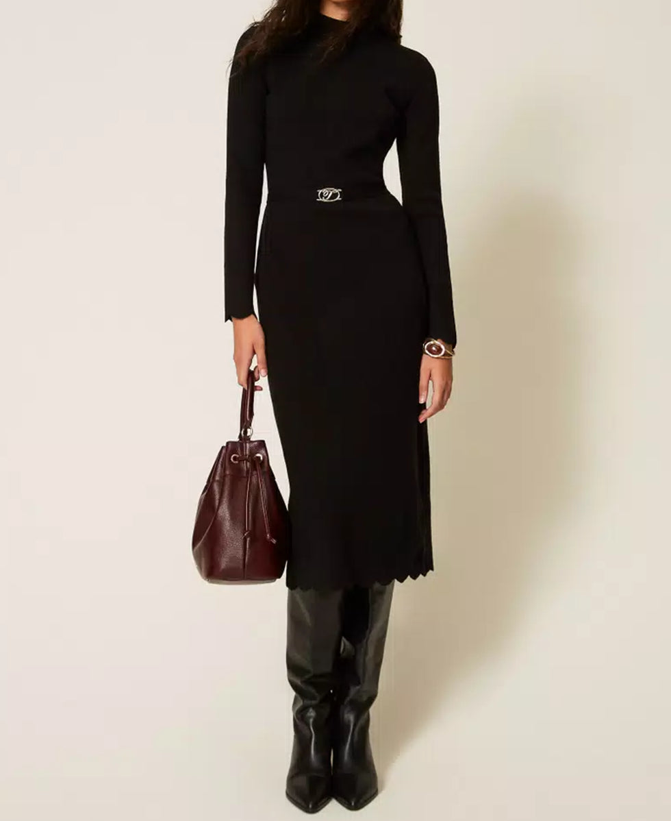 Abito lungo in maglia con cintura TWINSET