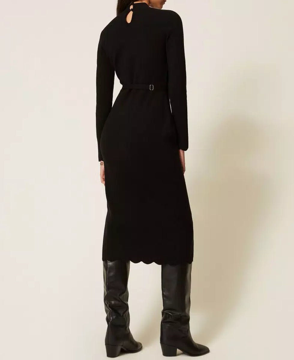 Abito lungo in maglia con cintura TWINSET