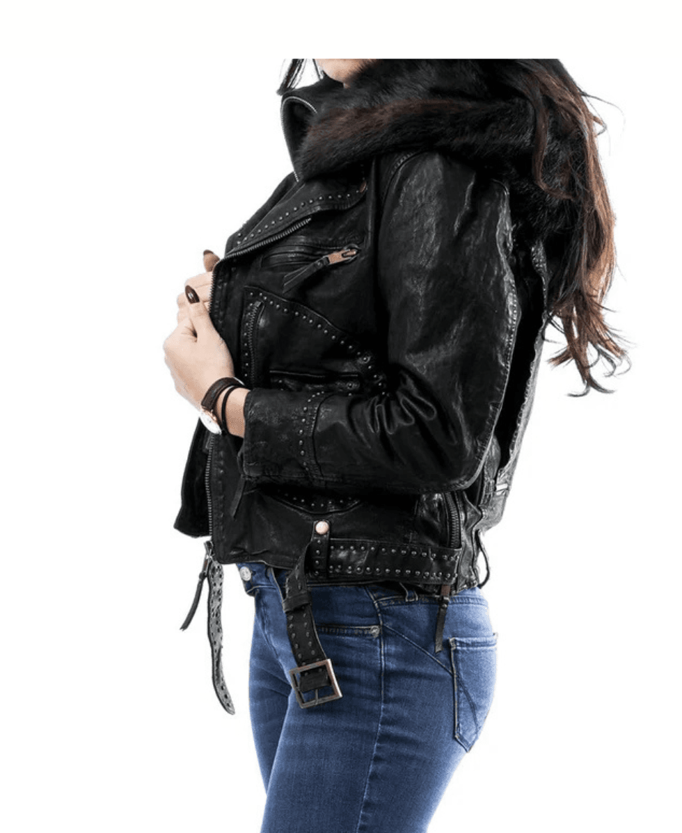 GIACCA OF REWORKED STUDDED LEATHER FRONT STREET