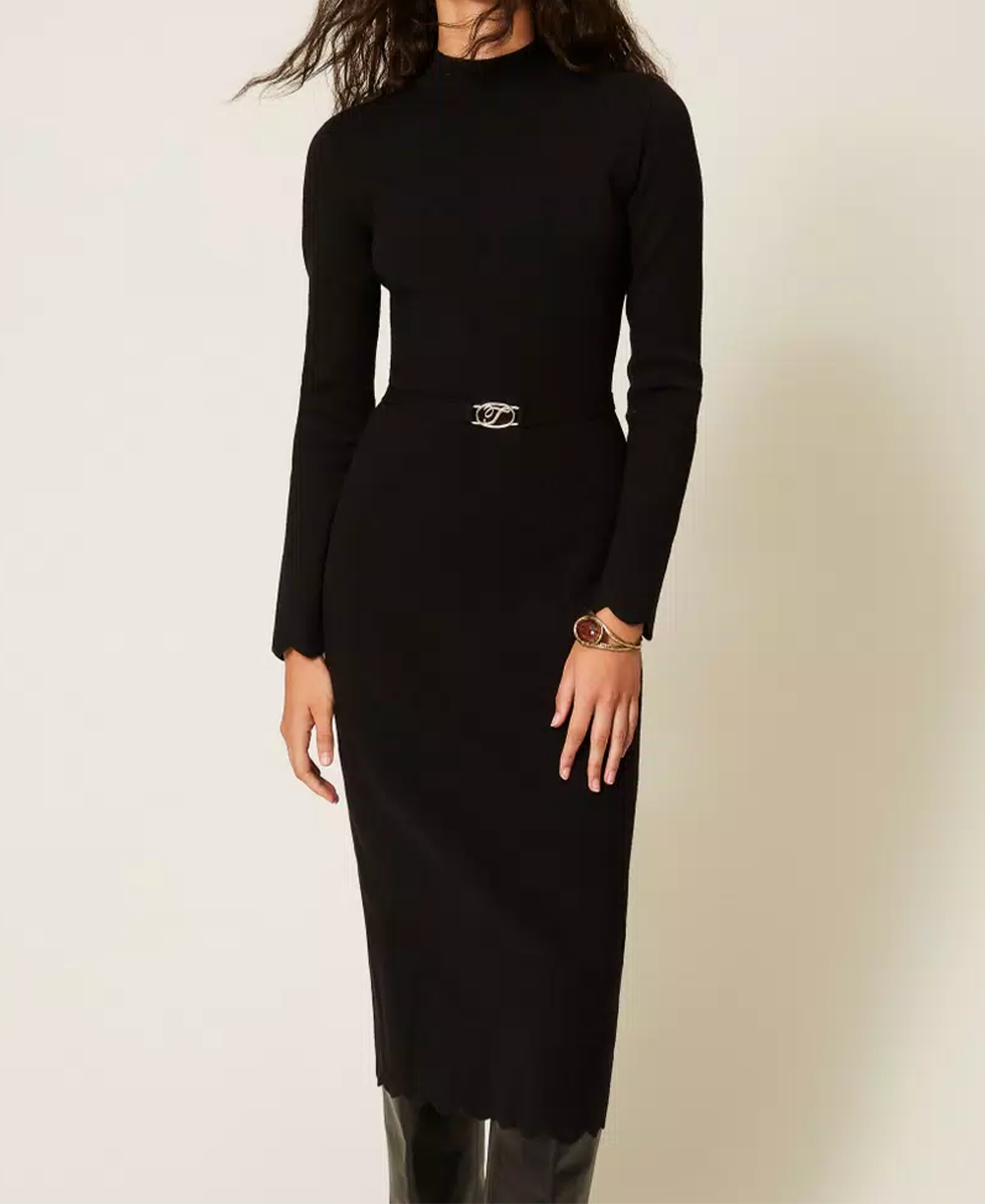 Abito lungo in maglia con cintura TWINSET