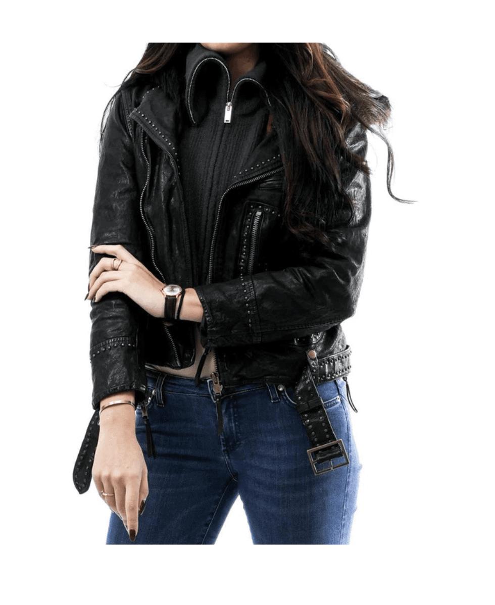 GIACCA OF REWORKED STUDDED LEATHER FRONT STREET